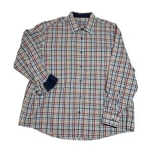 TASSO ELBA MEN'S Shirt White Multicolor Plaid LONG SLEEVE Size XXL